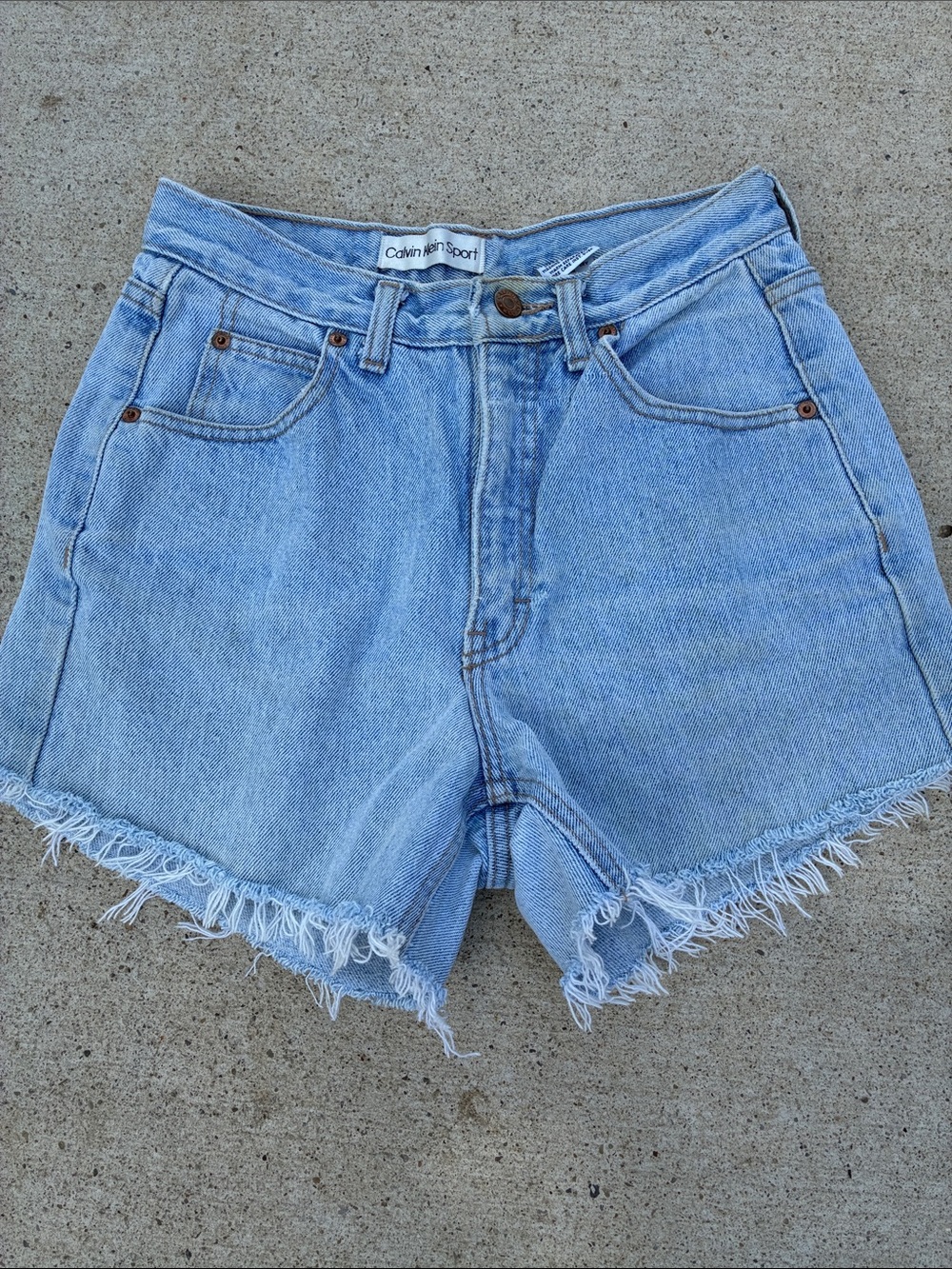 Calvin Klein Light Blue Frayed Hem Denim Shorts. True vintage!!